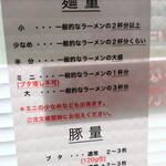 ラーメン二郎 - 麺量の目安