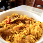 イラン・アラブ料理 アラジン - ゲイメシチューとイエローライスを混ぜたところ。