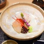 新ばし 星野 - 鯛と伊勢海老のお造り