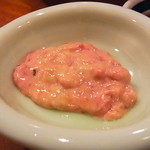Hama Fuji - 新鮮な皮はぎ肝がたたかれて別皿に