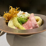 清湯醤油 ほし乃 - 鱧と松茸のつけそば@2,000円