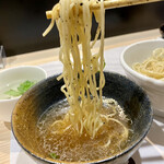 清湯醤油 ほし乃 - トリュフ和え玉@250円を松茸のつけ汁でいただく