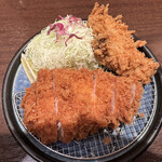 とんかつ檍 - 上ロースカツ定食＋カキフライ単品(2個)