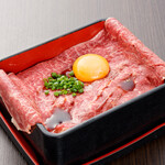 Kuroge Wagyu beef meat rice bowl that sticks out