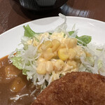 食処酒処いいおか - メンコロカレーライス 1,000円 (サラダ)