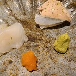 馳走 啐啄一十  - ⑤虎魚(広島県豊島産、2日寝かせ)
      産卵期は初夏～夏、旬は春～夏と旨みが増す秋～冬
      
      ⑥皮剥(広島県江田島産、3日寝かせ)
      産卵期は初夏～夏、旬は秋～冬