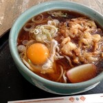 Chouju An - かき揚げそば（500円）+麺大盛り（100円）+生卵（60円）