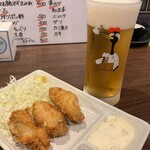 酒場スタンド ニューツルマツ - カキフライと生ビール