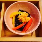 仙台牛たん 麦とろ 三代目文治 - いろどり茄子のゆずポン。