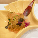 蕎麦割烹  倉田 - 新イクラ、原木椎茸、菊花弁、モロヘイヤ