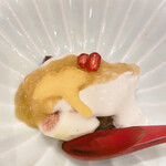 蕎麦割烹  倉田 - 原木椎茸、白だつ（胡麻の白和え)、無花果、生麩