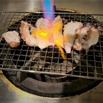 Grilled raw octopus