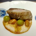 ことわりをはかるみせ ばんどう - 魚の炭火焼と長いものソース　銀杏　落花生