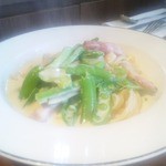 シャトン - そら豆とベーコンのパスタ
