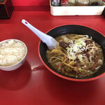 麺屋まる勝かっちゃんラーメン - "牛すじ正油ラーメン半ライスセット"980円に味玉150円をトッピング♪