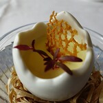 Ristorante Crocifisso - ピクニックコーンのパンナコッタ仕立て 鮎の魚醤のチュイール