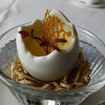 Ristorante Crocifisso - ピクニックコーンのパンナコッタ仕立て 鮎の魚醤のチュイール