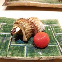 鮨 四心 - 秋カマスと松茸の幽庵焼き
