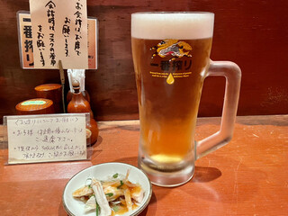 Jidori Sumiyaki Bansan - 生ビールとつきだし