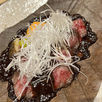 銀座 稲葉 - 松阪牛のクリの棒葉味噌焼きです。白髪ねぎがあると見えにくいですね