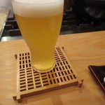 恵比寿　くろいわ - 自分はいつものようにグラスビールで。