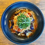 J.'s Kitchen - 料理写真:今帰仁ナスと桜エビのトマトソース