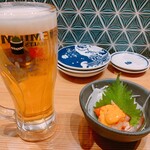 鮨・酒・肴 杉玉 - プレモルと海鮮ウニマヨで乾杯（＾ν＾）