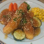 レストラン山水 - メカジキのカツレツ　和風おろしソース白ごま風味