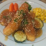 レストラン山水 - メカジキのカツレツ　和風おろしソース白ごま風味