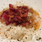 ビンゴ - 豚ホホ肉とバラ肉のポレンタ　カルボナーラ仕立て　アップ