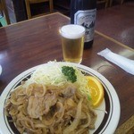 キッチン南海 - 生姜焼き＆アサヒスーパードライ中瓶