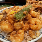 天丼 金子屋 - 天ばら丼味噌和椀セット1300円+大盛100円