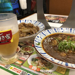 すき家 - 瓶ビール480円　牛皿2倍盛550円　麻婆皿480円