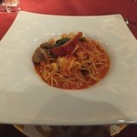 グランマーレ - 二品目の皿。シーフード　スパゲッティーニ　ペスカトーレ。+¥1,200