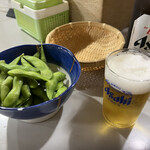 新発田 - 瓶ビール、枝豆