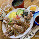 越前がに やまに水産 - ▶︎ ガサえび丼(季節モノ) 1,700円税込
            ▶︎ ビール瓶(キリン一番搾り) 690円税込