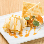 Assortment of soy milk Crepes wrapped in crepe and Anpo persimmon mascarpone