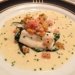 ブラッスリ 風間 - 平目の白ワイン蒸し、ウニとソース・ブールブランを添えて