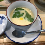 Takimoto - 定食についてくる茶碗蒸し（銀杏、かしわ、イカ、春菊、ゆず