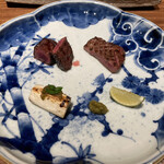 Beef Atelier うしのみや東京 - 牛タンとサガリ、ネギに柚子唐辛子！この唐辛子の辛さかしっかりしています！