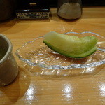 天寿し - デザートのメロンと煎茶