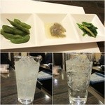和処 いさばや - お通し￥350・レモンサワー￥400・焼酎炭酸割り￥400