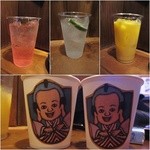 酒場 FUKUSUKE - ライブ時のバイスサワー、ジントニックとおつまみのカップ