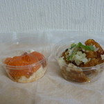 Kakiyasu Dining - サーモンとイクラの親子のせ明太ポテトサラダ＆葱まみれ香味醤油