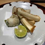 礒田 - 松茸のフライ、鱚インゲン巻きの揚げもの