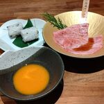 和牛 まつした - ●匠ｺｰｽ280g 12000＋生B 780+小瓶B 680X2+ｽﾊﾟｰｸﾘﾝｸﾞﾜｲﾝ ｶﾞｳﾞｧ5000+追加単品 (特選５種盛7200＋切り落し1500＋ｺｰｽﾎﾙﾓﾝ5002)＝28,440円