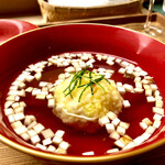 かんだ - 海老と銀杏の真薯　松茸の出汁が染み渡ります