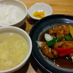 Chuugokusaisaigan - 豚ロースの甘酢、スープ、ご飯