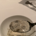 カンテサンス - リオレ（お米を使ったデザート）、岩茶のグラニテ