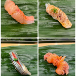 寿司処 やまざき - おまかせ７０００円。金目鯛、のど黒炙り、秋刀魚、赤貝。出だしから旨味の塊のような金目鯛が登場です。脂のり抜群の、のど黒もとても良かったです（╹◡╹）（╹◡╹）